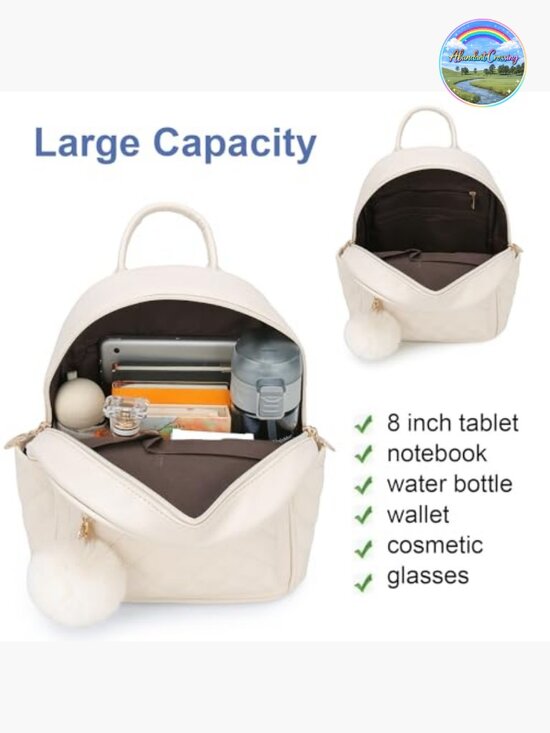 Mini Plaid Faux Leather Backpack Purse Women Girls Daypack